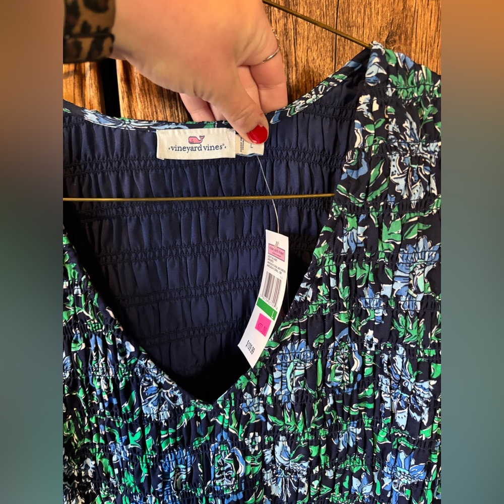 Vineyard Vines Blue Floral Midi Dress - Picture 13 of 13
